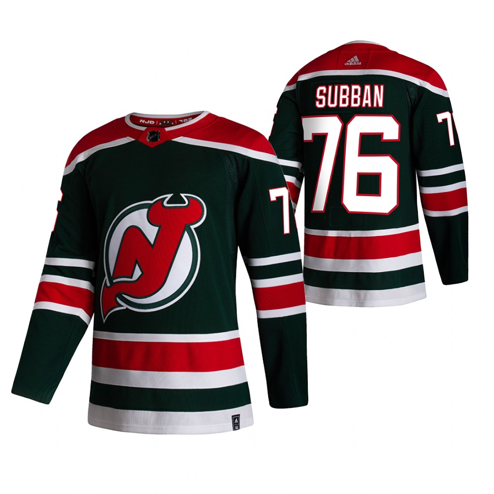 Cheap 2021 Adidias New Jersey Devils 76 P.K. Subban Green Men Reverse Retro Alternate NHL Jersey
